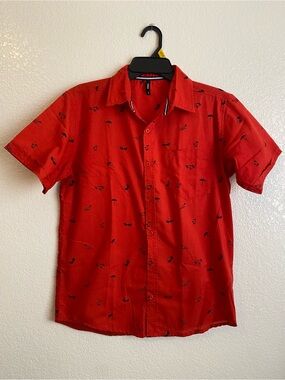 TOKU Casual Button-up Red Short Sleeves Summer Polo Shirt